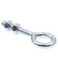 Heavy Duty Eye Bolts With Nuts Five Sixteenth Inch By Eighteen Threads Three And Quarter Inch Zinc Plated Steel Twenty Pack Closed Loop Eye Screws For Posts And Rigging Includes Two Hex Nuts, side view