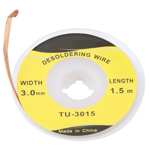 Pro Grade Low Spatter Desoldering Solder Wick Braid With Precision Weave 3.0mm Wide 1.5m Long spool for PCB repair