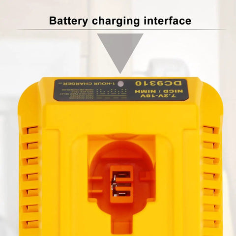 Fast 1Hour Or Less Battery Charger For 7.2V 14.4V And 18V NiCd NiMH Tool Batteries close-up on charging interface