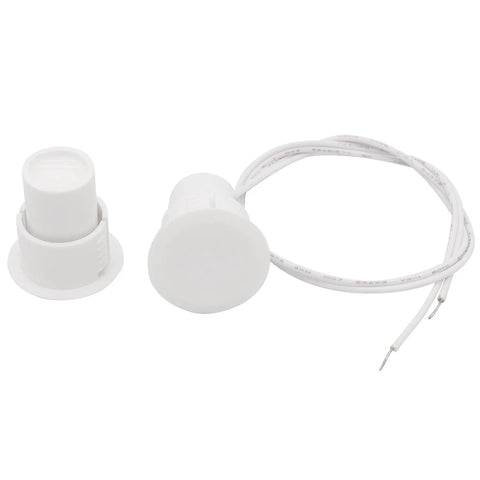 Recessed Wired Door Contact Sensor with white ABS housing, 19x25mm size, 260mm cable for security upgrades