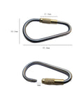 Mini Titanium Locking Carabiner Set Of 5 Ultra Lightweight D Ring Clips For Keys Ropes Water Bottles And Cords Rust Free And Easy To Clip Made For Grab And Go Outdoor And Indoor Use, detailing size dimensions and locking mechanism