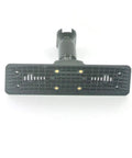 Black durable ABS back plate with metal bracket for rear view mirror, fits 9.66-10 inch mirrors, 13cm by 2.4cm screw spacing.