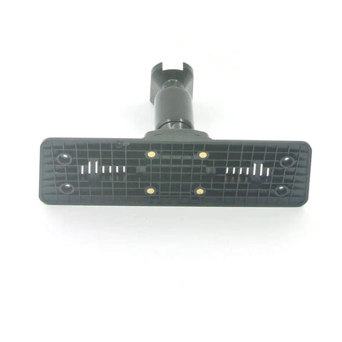 Black durable ABS back plate with metal bracket for rear view mirror, fits 9.66-10 inch mirrors, 13cm by 2.4cm screw spacing.