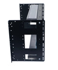 6U Rackmount DIN Rail Control Panel Enclosure with 8 Inch Depth, showing black heavy duty 14 gauge steel, removable DIN rails, side view