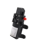 Heavy Duty 12V Automatic Electric Diaphragm Water Pressure Pump With 5L/min Flow Rate, Low Power Consumption And Corrosion Resistance. Super Reliable For RV, Marine, Or Home Use With Long Lasting Motor And Oil Resistant Design. Solid Build Quality - Close-up view of the pump with visible connectors.