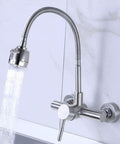 304 Stainless Steel Wall-Mounted Faucet Multifunctional Kitchen Tap Hot & Cold Water with flexible hose and spray head.