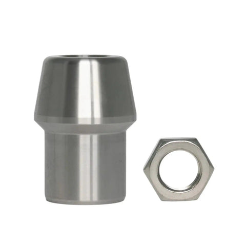 Heavy Duty Rod End Bearing Kit With Spherical Joint Design For Smooth Mechanical Linkage Movements Built Like A Tank Construction and Protective Rubber Covers With Weldable Bung Fittings, featuring a steel bung fitting and nut.