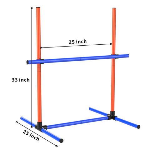 6 Piece Dog Agility Jumps And Hurdles Set With Adjustable Heights PVC hurdle showing dimensions