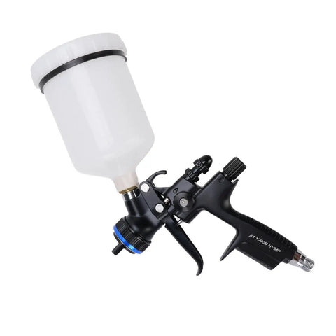 Advanced HVLP Paint Sprayer With 600ML Cup And 1.3Mm Nozzle, featuring a white cup and black trigger for smooth coating.