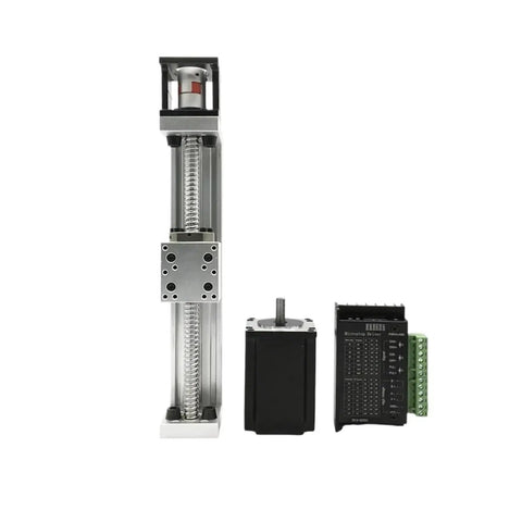 NEMA 23 Motor Sliding Table Kit Featuring Linear Actuator Rail Stage And Electric Handwheel For Knockout CNC Workbench with motor and driver.