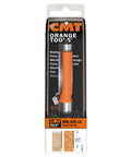 Heavy Duty Half Inch Shank Flush Trim Router Bit With Matching Ball Bearing, orange handle, packaged for laminates.