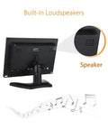 Back view of 10 Inch IPS LCD Monitor with 1280x800 Resolution for PC TV Security Display, showcasing built-in loudspeakers.