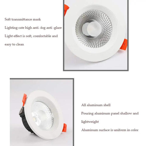 Xinmeiyue 5W/7W/12W/15W LED Recessed Lighting Kit - Selectable 3000K/4000K/6000K for Home & Commercial Use(7w,Neutral Light) with soft mask and aluminum shell.