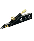 Pro Level Guitar Nut Scribe Tool And Dead On Saddle Height Marker For Acoustic Classical Repairs Durable Aluminum And Brass Build Black Grip close-up view