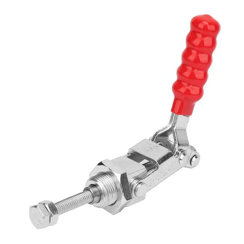 Push Pull Toggle Jig Handle For Quick Clamping And Stationary Jig Tool In Stainless Steel Heavy Duty Durable Elbow Clamp Boss Level Pro Grade Clamp Fixture For Metalworking Easy Install And Versatile Workshop Use, stainless steel, red handle