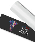 DTF Transfer Film Roll 13 Inch By 328 Foot Pro Grade Double Sided Matte with vibrant elephant design label