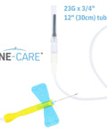 23G X 3/4 Inch Stainless Steel Dispensing Probes With 12 Inch Tube And Luer Adapter displayed near blue logo