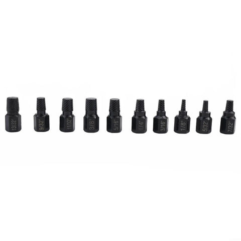 Rock Solid 10 Piece Screw Extractor Set for Stripped Bolts and Broken Fasteners with Left Hand Drill Bits to Pop Out Rusted Stuck Hardware Like A Boss Fast, 10 black alloy steel extractors sizes 1/8 to 13/32