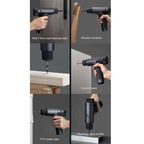 Badass Heavy Duty Brushless Cordless Drill And Screwdriver Workhorse Featuring Lightning Fast Type C Charging and Serious High Torque Output for DIY and Smart Home Projects in action on various materials.