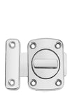 Gate Latch Slide Bolt Lock Rotating Hasp Latches Double Sided Locks in silver finish with detailed latch mechanism view.