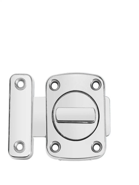 Gate Latch Slide Bolt Lock Rotating Hasp Latches Double Sided Locks in silver finish with detailed latch mechanism view.