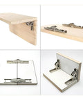 Concealed 90 Degree Folding Cabinet Hinges with Hard Close on wood panel, nickel-plated steel, pack of four, easy installation view