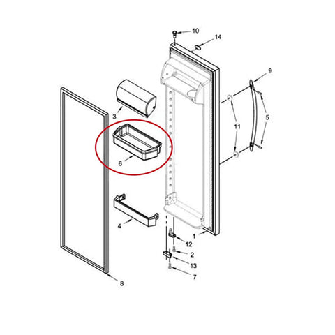 Diagram showing Two Pack Whirlpool Refrigerator Door Bin Replacement W10321304 installation, clear shelf bin with white top rim.
