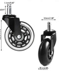 Heavy Duty Office Chair Caster Wheels 3 Inch Swivel Rubber Casters, black casters with steel and plastic build for smooth rolling.