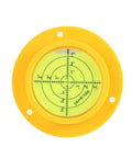 Front view of 90mm Green Bullseye Bubble Level With Mounting Holes, Heavy Duty Pro Grade Spirit Level for RVs and Construction