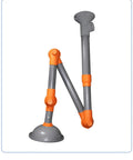Heavy Duty Ceiling Mounted Fume Extractor With Slick 360 Degree Adjustable Arms, gray and orange adjustable arm with hood
