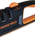 Multi Angle Knife Sharpener With Five Angle Settings And Three Stage System For Home Cooks shown in black and orange.