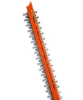 No Sweat 22 Inch Dual Action Cordless Hedge Trimmer blade showing dual-action design for efficient cutting.