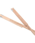 Two Pack Wooden Drawer Slides With Center Mount Bottom Track For Dresser Repair And Furniture Assembly Kicking Ass With Ez Glide Movement and Boss Grade Reinforced Tracks. Light yellow wooden slides with metal ends.