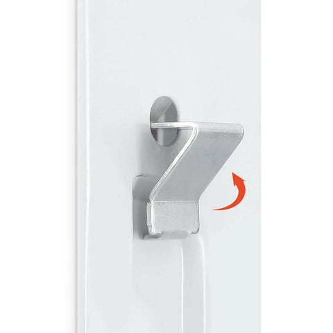 Close-up of Heavy Duty Metal Shelf Clips With Super Sturdy Adjustable Mounts For Closets And Bookshelves, silver finish.