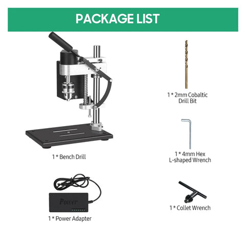 Compact 8000 Rpm Mini Electric Bench Drill Press Stand Kit With 7 Gear Variable Speed Control For Wood Plastic Metal Acrylic, package list.