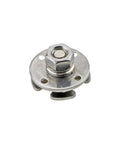 Stainless steel 360° disc-damping shaft hinge with mounting flange, front view