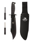 15 Inch Survival Knife With Sharpener And Fire Starter Fixed Blade Bushcraft Knife Razor Sharp Clip Point Stainless Steel Build