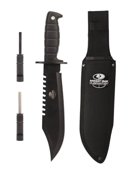 15 Inch Survival Knife With Sharpener And Fire Starter Fixed Blade Bushcraft Knife Razor Sharp Clip Point Stainless Steel Build