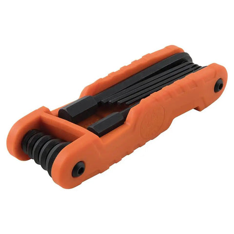 Heavy Duty Folding Hex Key Set With Extra Long Allen Wrenches 11 SAE Sizes From One Half Inch To One Eighth Inch High Leverage Blades