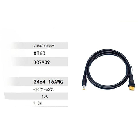 XT60 Solar Extension Cable Connector Adapter For Outdoor Power Supply, Wear Resistant PP Material, coiled black cable