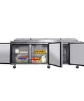 No Nonsense Heavy Duty Commercial Prep Table Refrigerator With Extra Wide Stainless Steel Worktop And Massive Cold Storage For Pizza And Sandwich Professionals, showcasing storage of fresh ingredients.