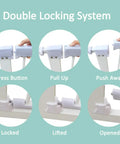Walk Through Baby Gate For Narrow Doorways With Auto Close Pressure Mounted White Metal Safety Gate 180° double lock system