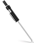 Stainless Steel Brake Pad Thickness Gauge Pen Style Brake Measure Tool No Hassle Wear Check For Garage Crews And Home Mechanics Quick Calibrated Scale Direct Measurement Slides Right Into Tight Wheel Wells. Black handle with graduated scale.