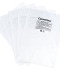 Five heavy duty clear plastic dust collection replacement bags for 20 inch diameter drums, 43 inch length, front view.