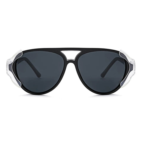 Worksite Ready Detachable Side Shield Safety Glasses With Sharp Polarized UV400 Lenses in matte black with clear shields