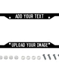 Super Slick Custom License Plate Frame With 4 Holes And Personalization Add Text Or Image Logo Aluminum Front Car Tag Cover Includes Screws For Easy Install 6.3 By 12.3 Inches shown with screws