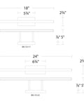 Diagram of Parallax 18 Inch LED Up Or Down Bathroom Vanity And Wall Light dimensions in brushed nickel finish