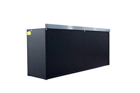 Heavy Duty Steel Tool Cabinet With Ten Locking Drawers And Non Slip Liners Workhorse Grade Workbench Station side view with sleek design.