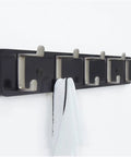 Slick Modern Wall Mounted Coat Rack In Brushed Brass With Heavy Duty Hooks For Entryway Living Room Or Kitchen To Hold Jackets Bags Hats And Umbrellas No Fuss Ever Durable Finish Looks Sharp While Sorting Daily Items Straight Up.