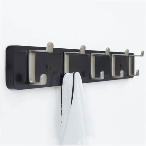 Slick Modern Wall Mounted Coat Rack In Brushed Brass With Heavy Duty Hooks For Entryway Living Room Or Kitchen To Hold Jackets Bags Hats And Umbrellas No Fuss Ever Durable Finish Looks Sharp While Sorting Daily Items Straight Up.